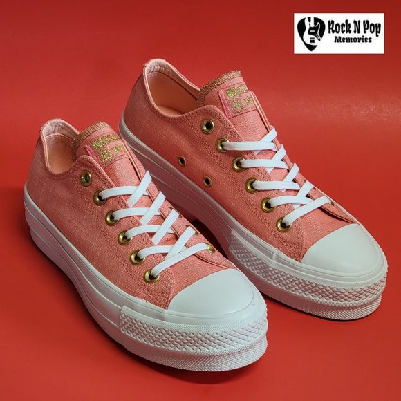 Converse Women's CTAS Ox Lift Platform 560675C  Pink/Driftwood/White - Picture 1 of 12
